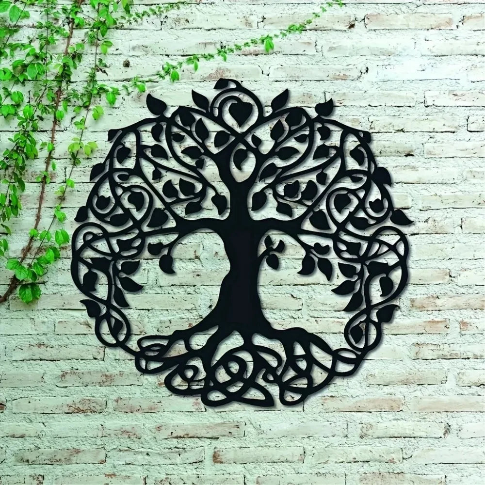 Intricate Tree of Life Black Metal Wall Art Decor