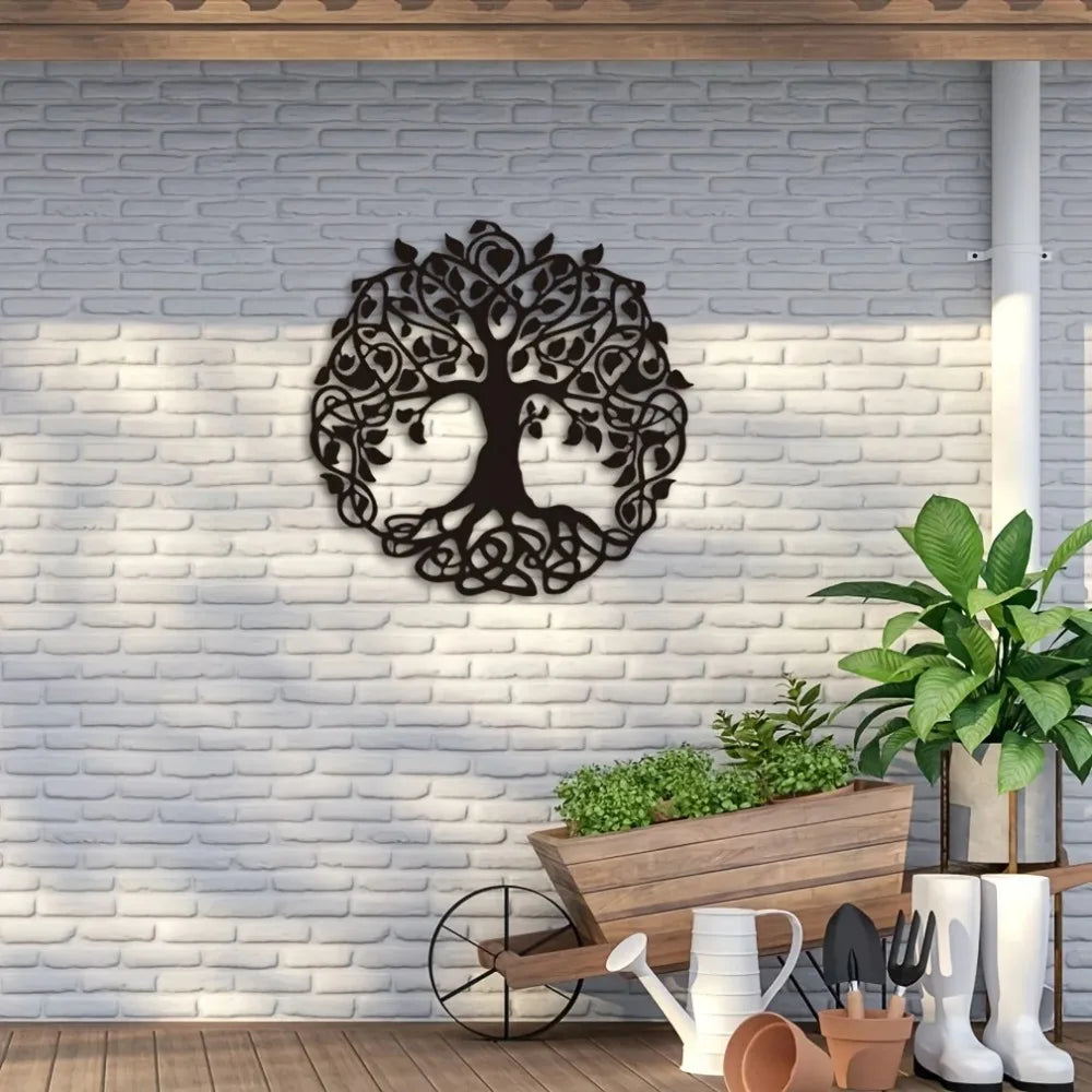 Intricate Tree of Life Black Metal Wall Art Decor
