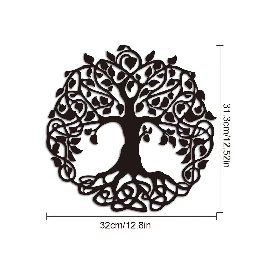 Intricate Tree of Life Black Metal Wall Art Decor