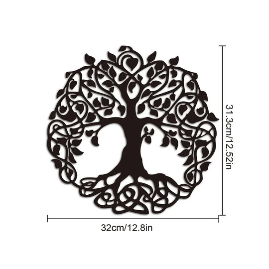 Intricate Tree of Life Black Metal Wall Art Decor