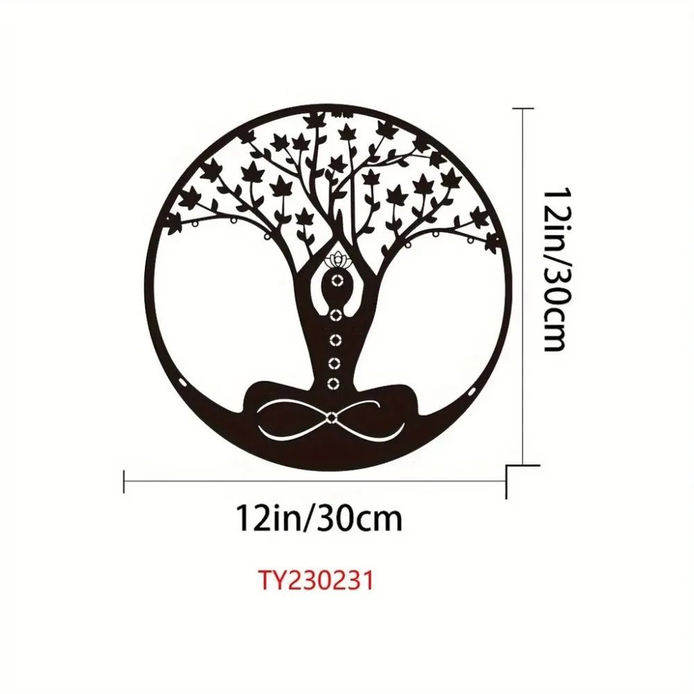 Intricate Tree of Life Black Metal Wall Art Decor
