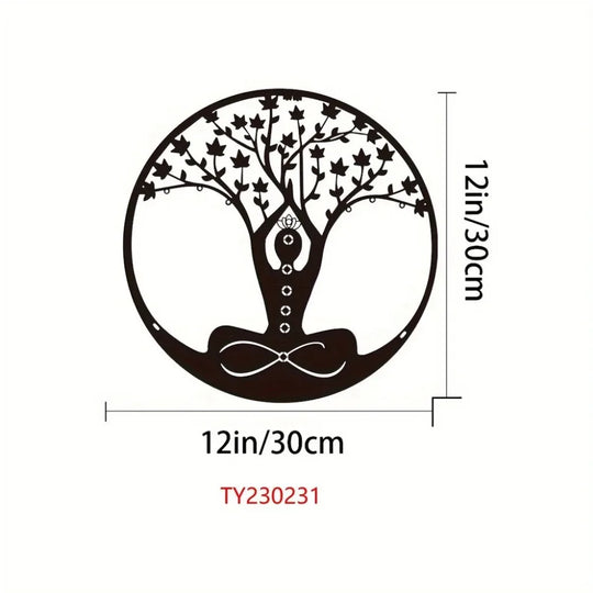 Intricate Tree of Life Black Metal Wall Art Decor
