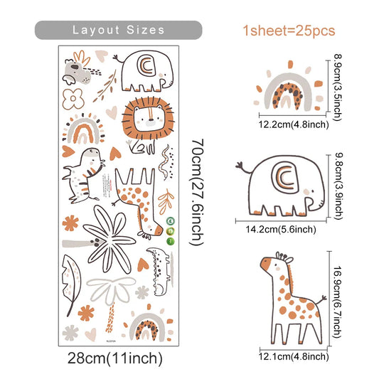 Jungle Animals And Plants Wall Stickers For Kids Room