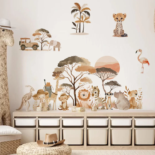 Kids African Safari Adventure Wall Decals For Room Decor