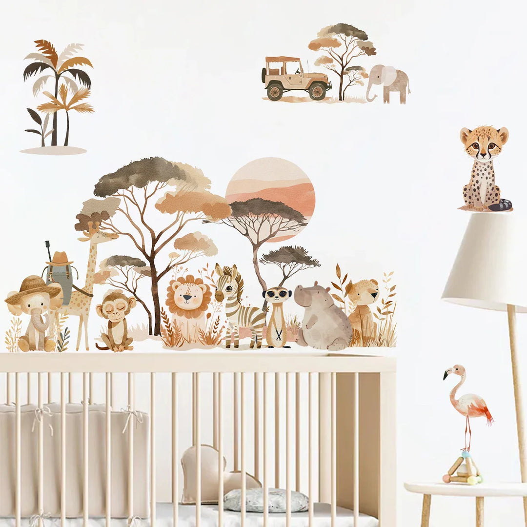 Kids African Safari Adventure Wall Decals For Room Decor