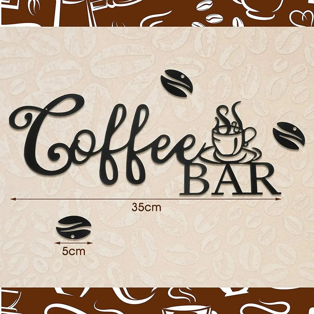 Kitchen Coffee Bar Black Metal Wall Art Decor