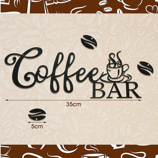 Kitchen Coffee Bar Black Metal Wall Art Decor