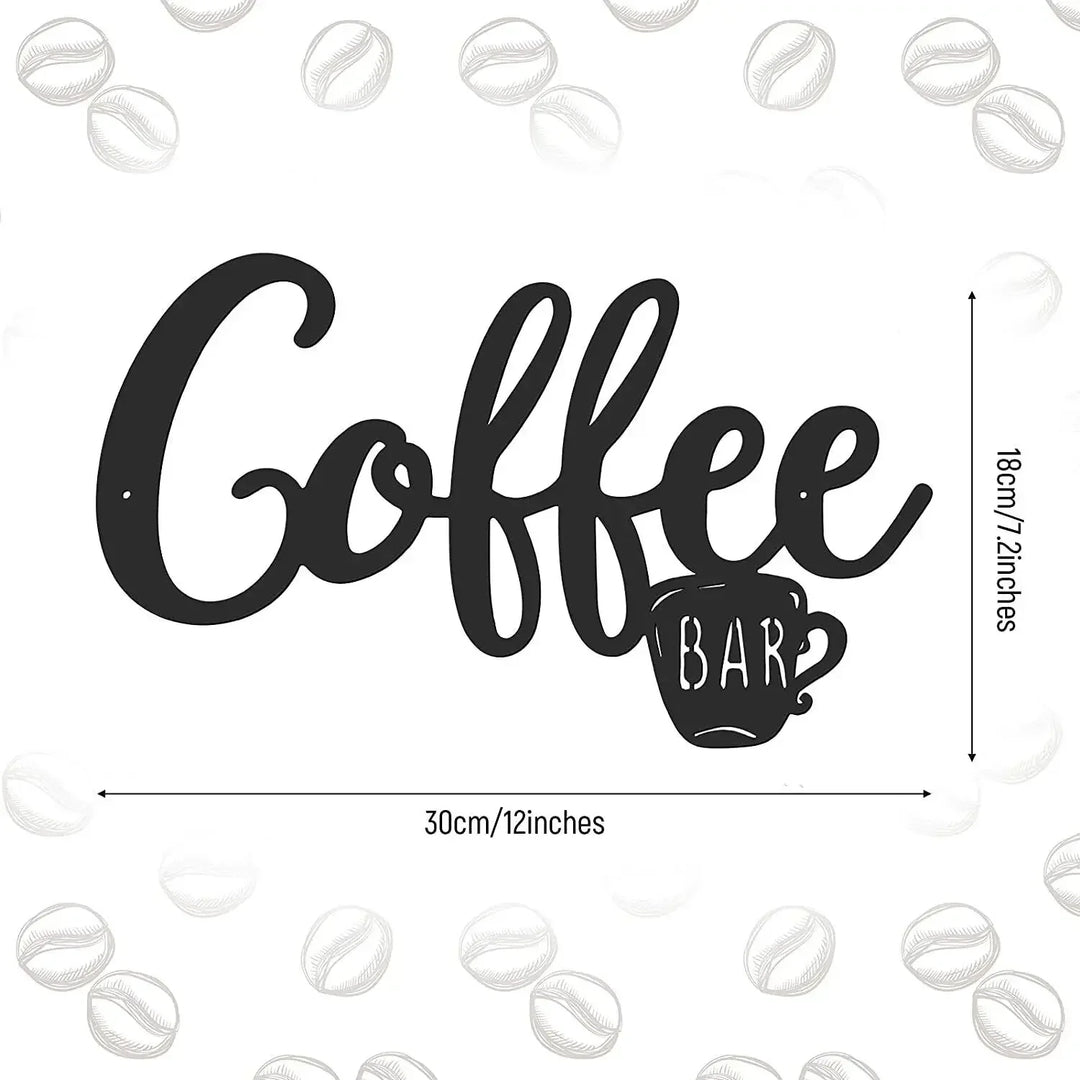 Kitchen Coffee Bar Black Metal Wall Art Decor