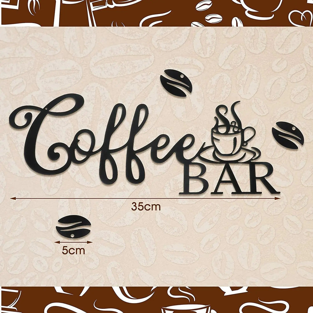 Kitchen Coffee Bar Black Metal Wall Art Decor