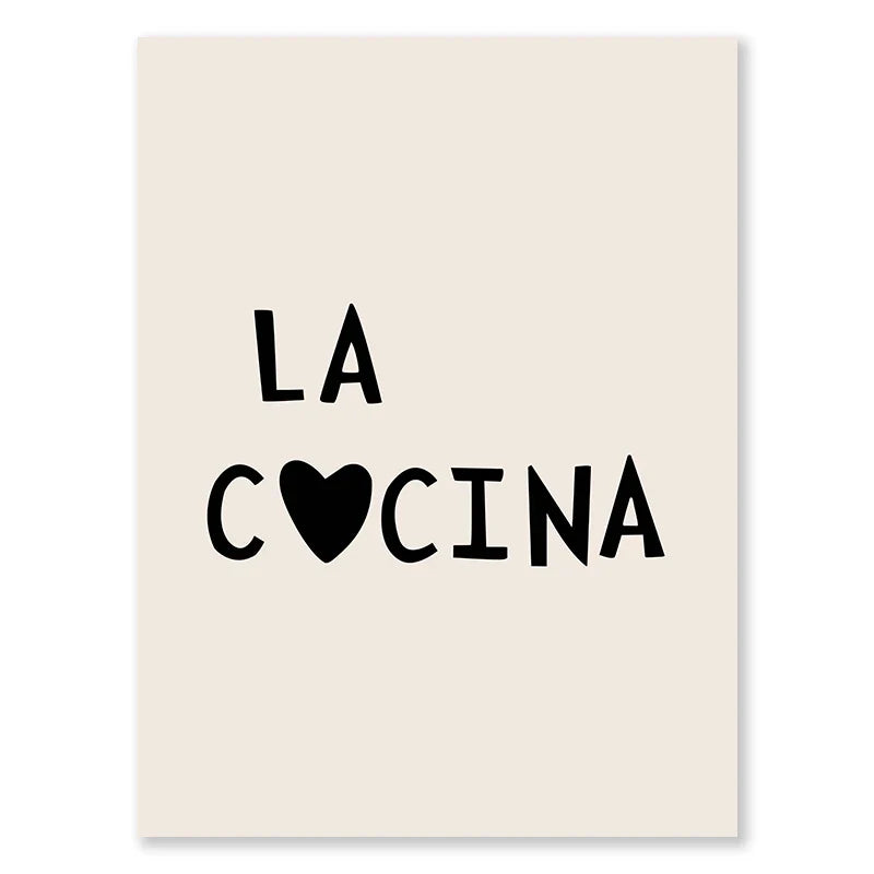 Kitchen Cooking Love Quotes Typographic Canvas Wall Art