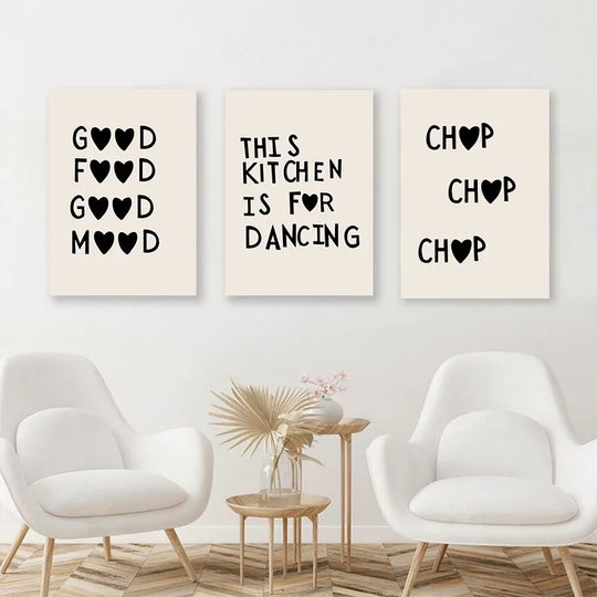 Kitchen Cooking Love Quotes Typographic Canvas Wall Art