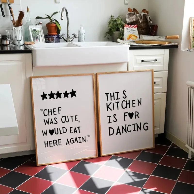 Kitchen Cooking Love Quotes Typographic Canvas Wall Art