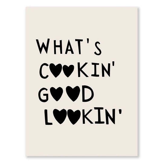Kitchen Cooking Love Quotes Typographic Canvas Wall Art