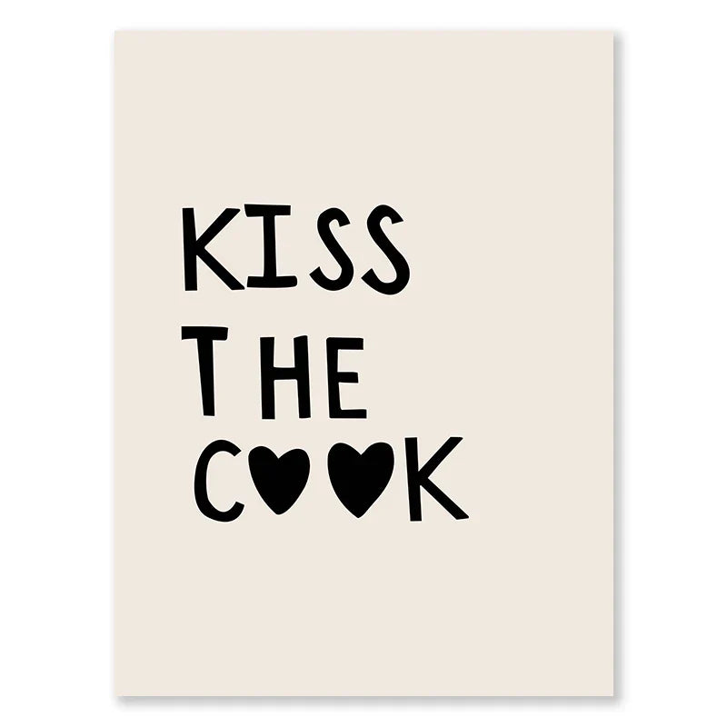 Kitchen Cooking Love Quotes Typographic Canvas Wall Art