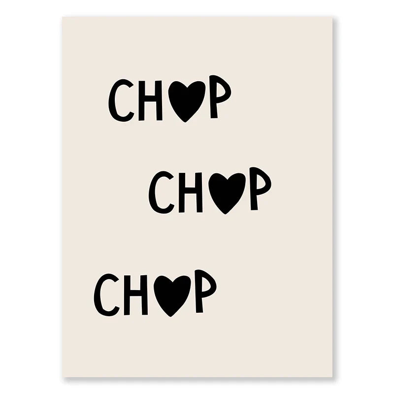 Kitchen Cooking Love Quotes Typographic Canvas Wall Art