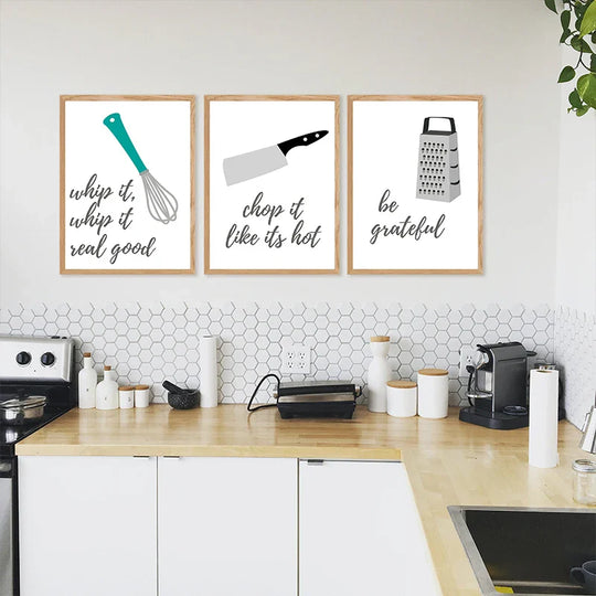 Kitchen Fun Quotes Cooking Utensils Canvas Wall Art Print