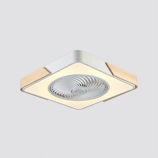 21'' LED Round Square Flush Mount Bladeless Ceiling Fan Light
