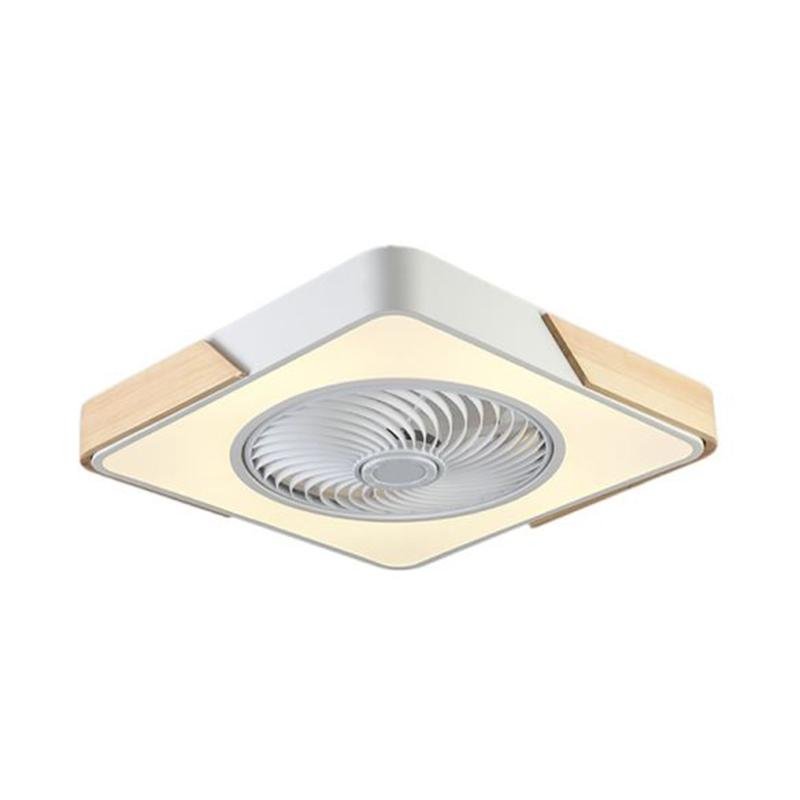 21'' LED Round Square Flush Mount Bladeless Ceiling Fan Light