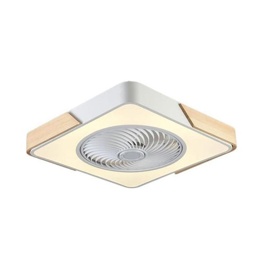 21'' LED Round Square Flush Mount Bladeless Ceiling Fan Light