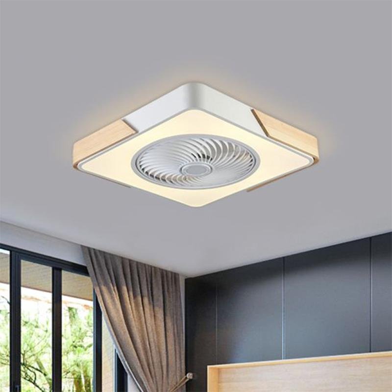 21'' LED Round Square Flush Mount Bladeless Ceiling Fan Light