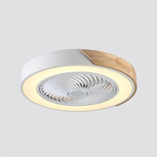 21'' LED Round Square Flush Mount Bladeless Ceiling Fan Light