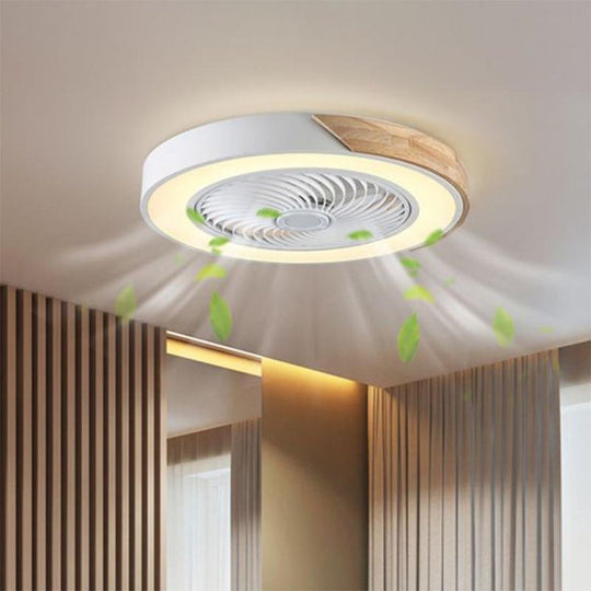 21'' LED Round Square Flush Mount Bladeless Ceiling Fan Light