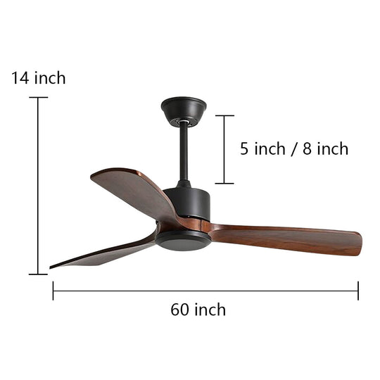 60" Frequency Conversion Wooden Ceiling Fan with Remote