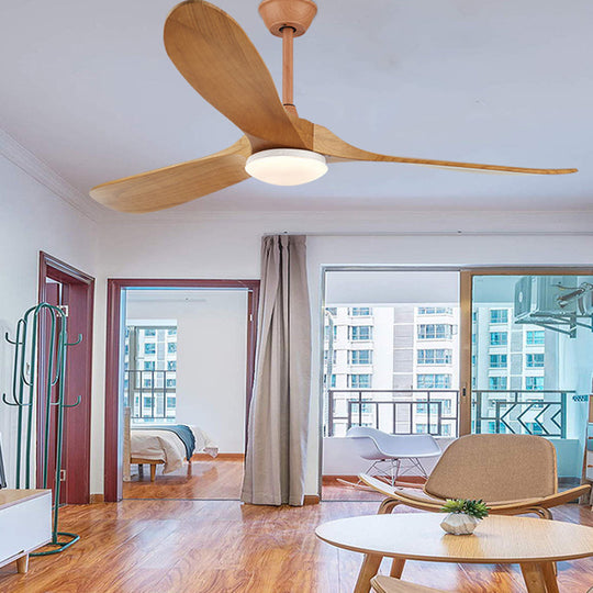 Retro Solid Wood Frequency Conversion Silent Ceiling Fan with LED Light