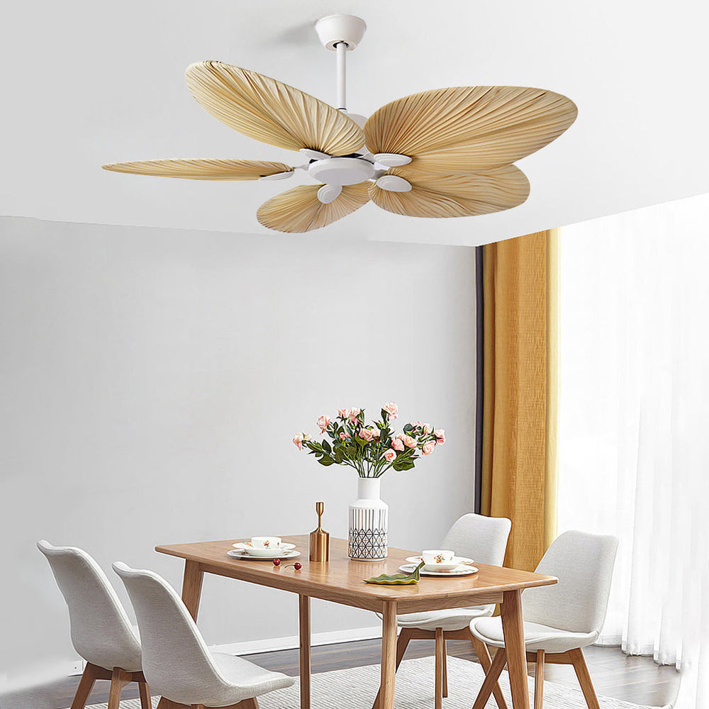 52'' Palm Leaf Inverter Silent Flush Mount Ceiling Fan (No Light)