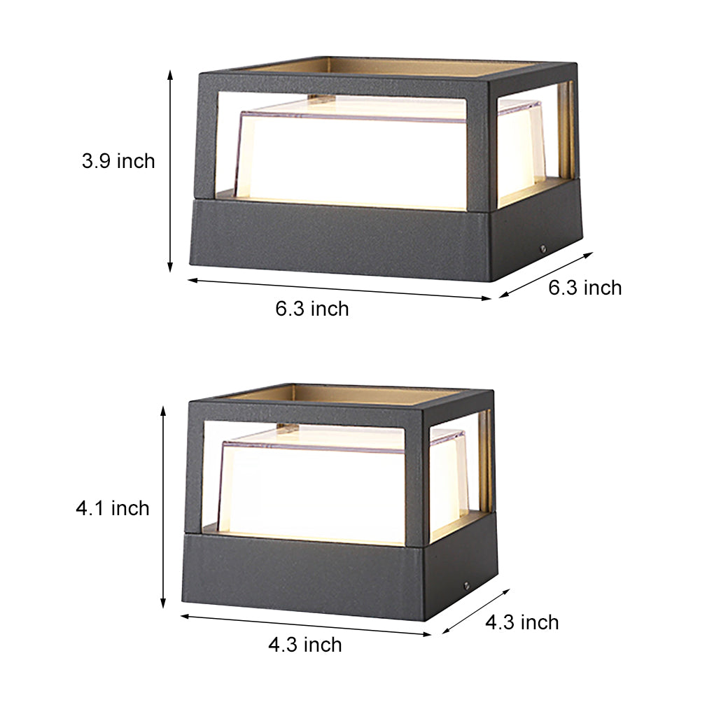 Square Double Layer Shade Outdoor Pier Mount LED Post Lamp