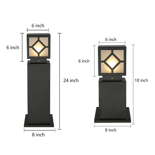 Retro European Square Solar Powered Bollard Light