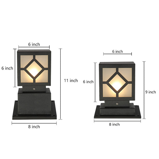 Retro European Square Solar Powered Bollard Light