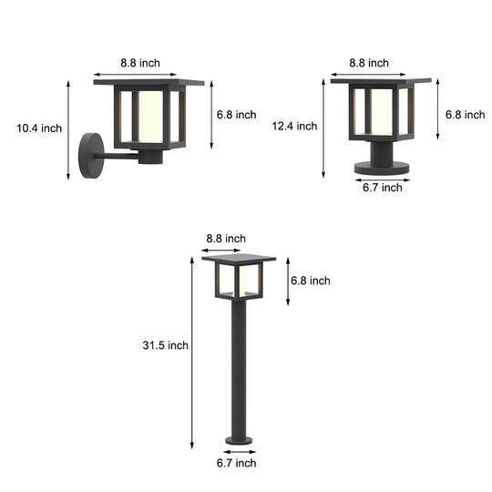 Wide Top Dual-Powered LED Outdoor Post Lights