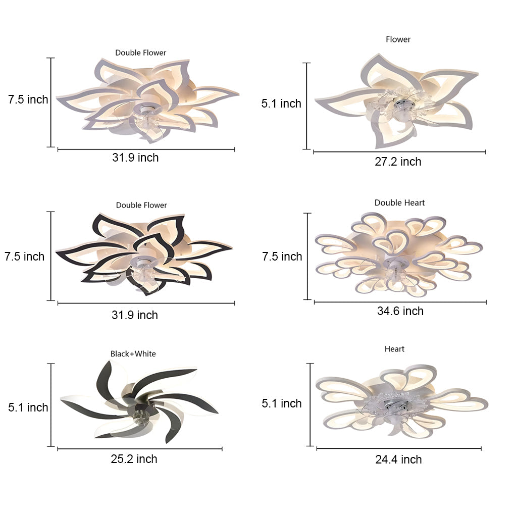 Creative Flower Shaped Three-Step Dimming LED Nordic Ceiling Fan Light