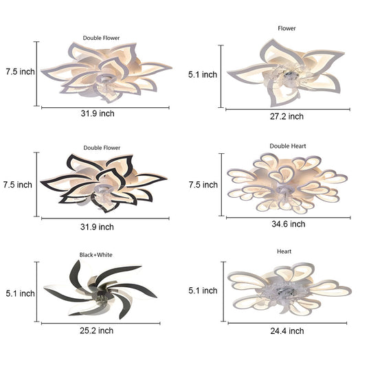 Creative Flower Shaped Three-Step Dimming LED Nordic Ceiling Fan Light