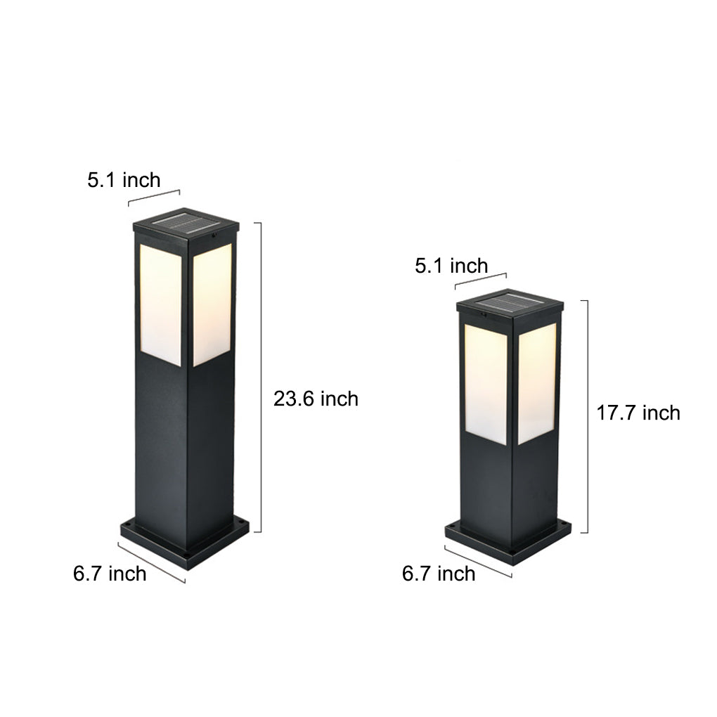 Remote Controlled Industrial Solar Bollard Lights Waterproof and Square Outdoor Lighting