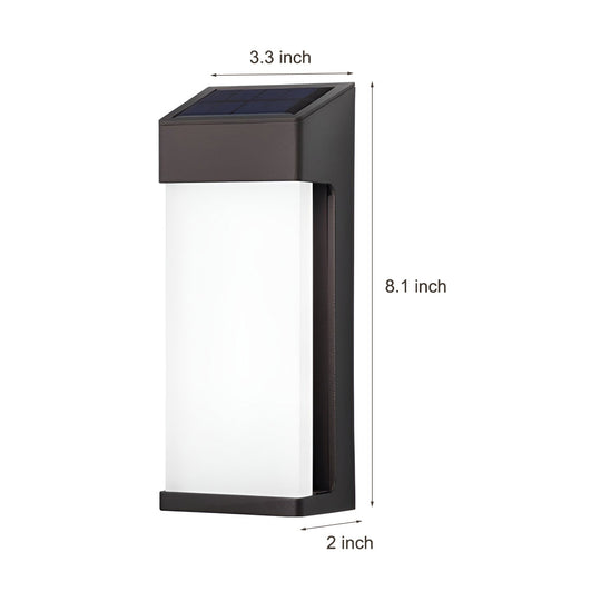 2 Pcs Rectangular LED Light Controlled Waterproof Outdoor Solar Sconce Lighting