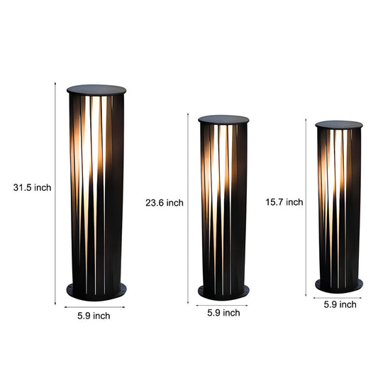 Geometric Black Cage Solar LED Pathway Lights