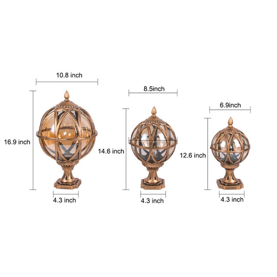Round Glass E27 Waterproof European Style Outdoor Post Cap Lights