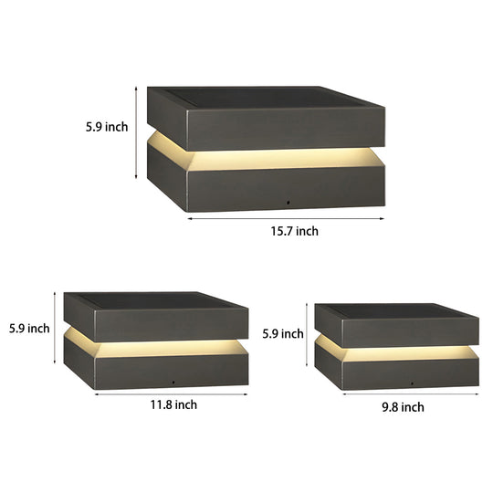 Square LED 16W Waterproof Black Modern Solar Post Caps Lights Pillar Light