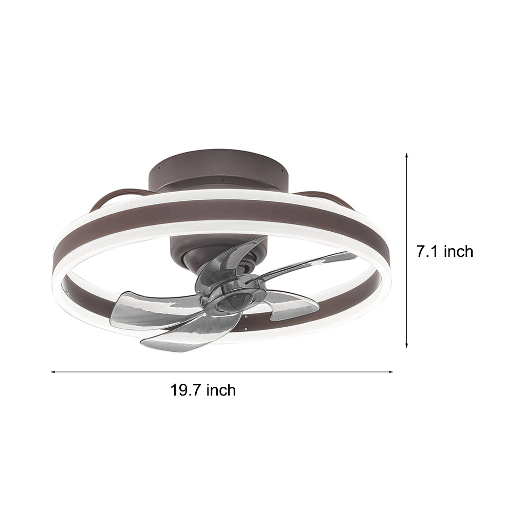 Round Stepless Dimming 360° Rotating LED Ceiling Fan Light