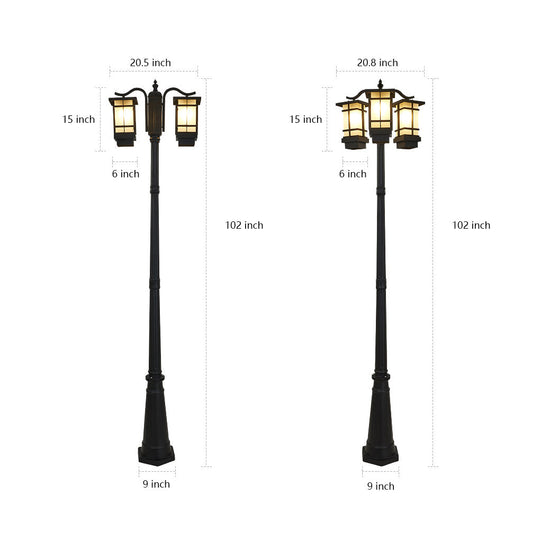 3 Lights Waterproof Black Modern Outdoor Post Lights Public Lighting