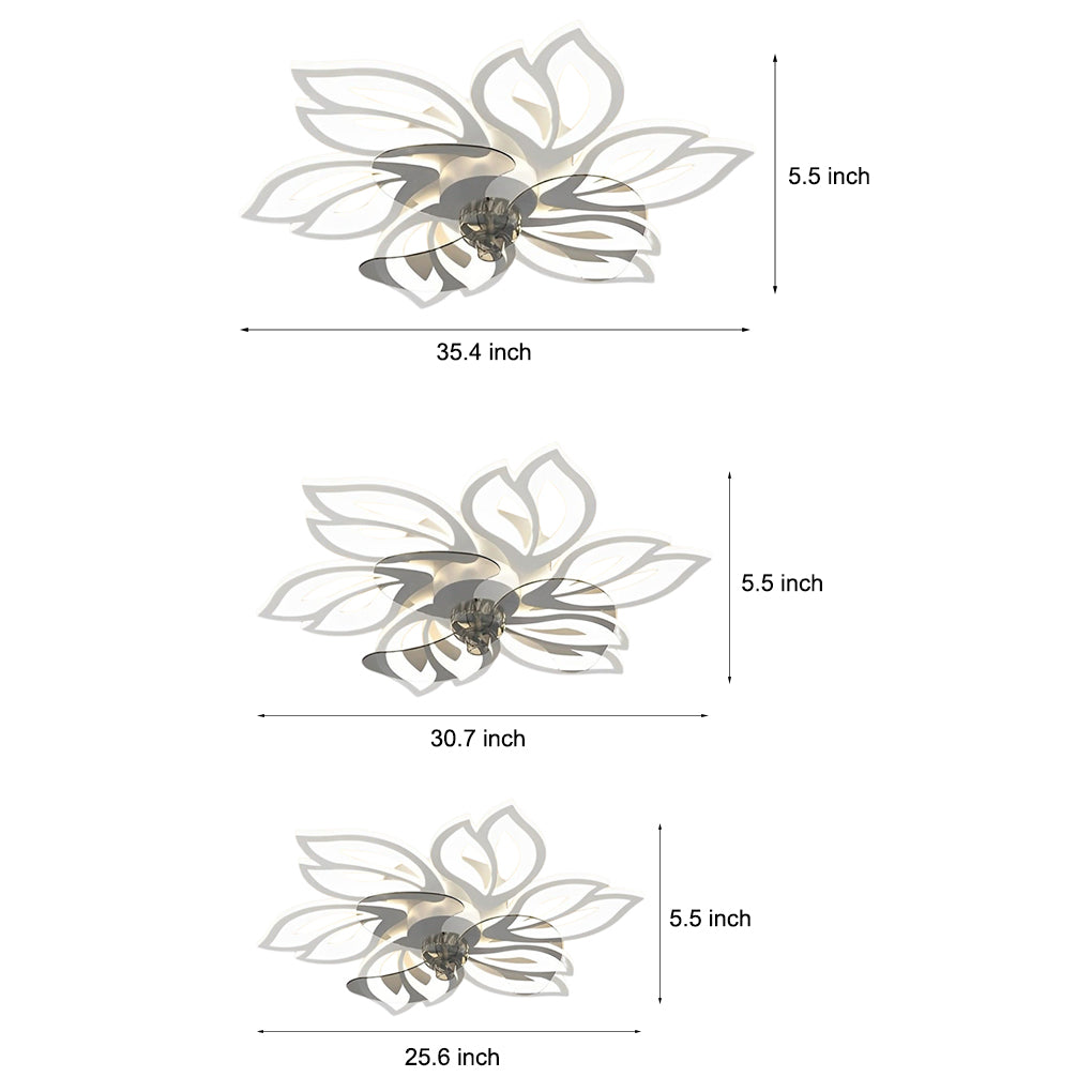 Flower Smart Stepless Dimming LED Modern Ceiling Fan Light
