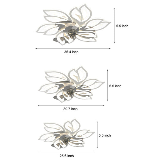 Flower Smart Stepless Dimming LED Modern Ceiling Fan Light