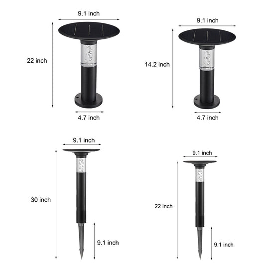 Solar Path Lights with Innovative Round Top Disk Down Lighting and Bubble Design