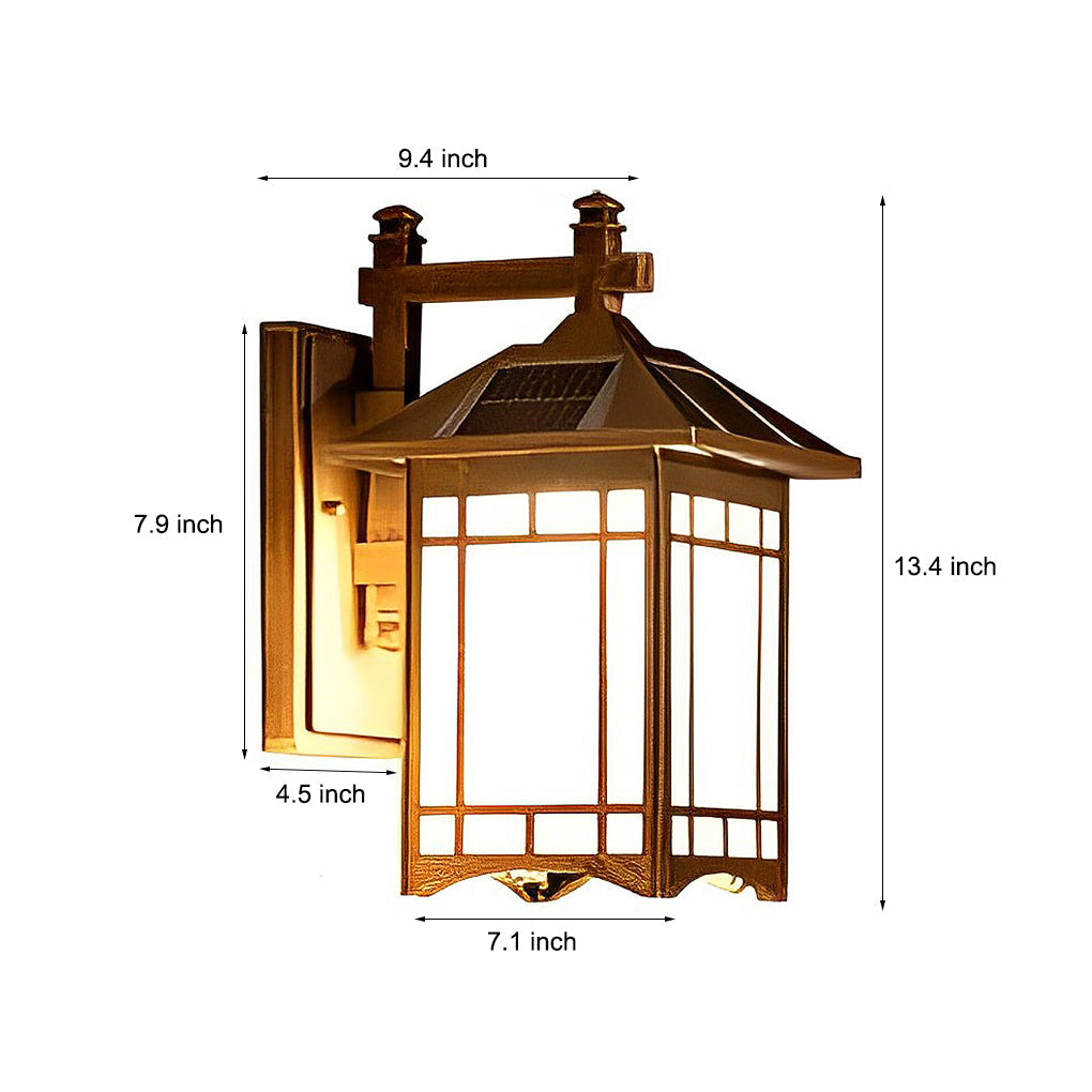 Retro Waterproof LED Vintage Solar Wall Lamp with Remote Control