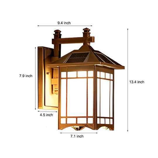 Retro Waterproof LED Vintage Solar Wall Lamp with Remote Control