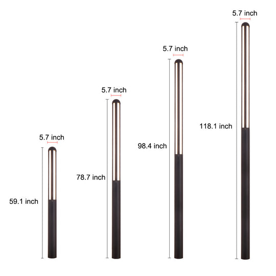 Minimalist Waterproof LED Black Modern Residential Outdoor Bollard Lights Yard Lighting