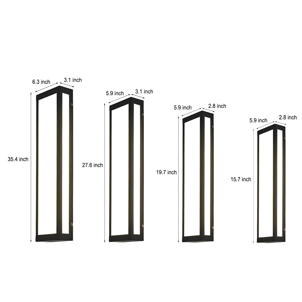 Rectangular LED Waterproof Black Modern Outdoor Exterior Wall Lamp