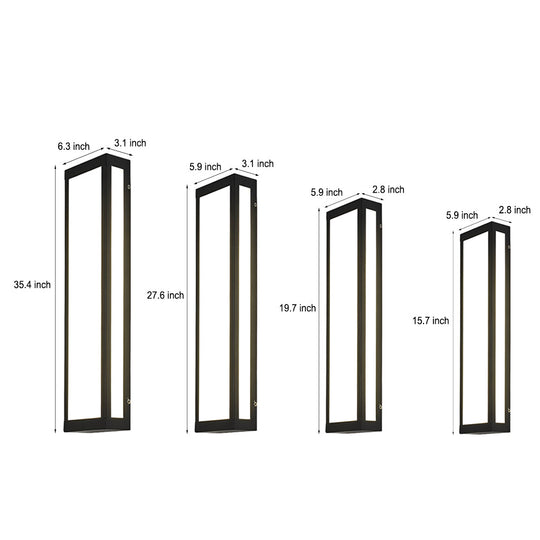 Rectangular LED Waterproof Black Modern Outdoor Exterior Wall Lamp